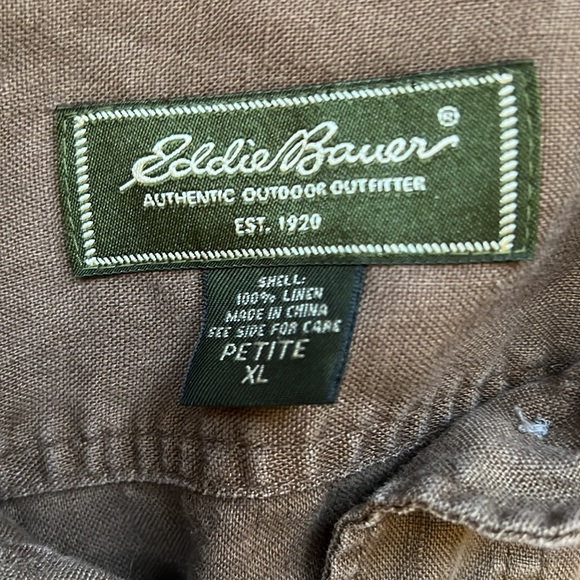 Eddie Bauer brown  linen jacket. Petite XL - Picture 2 of 4
